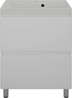 Style Line Тумба с кварцевой раковиной жасмин Манхэттен 60 Plus эмаль белая матовая